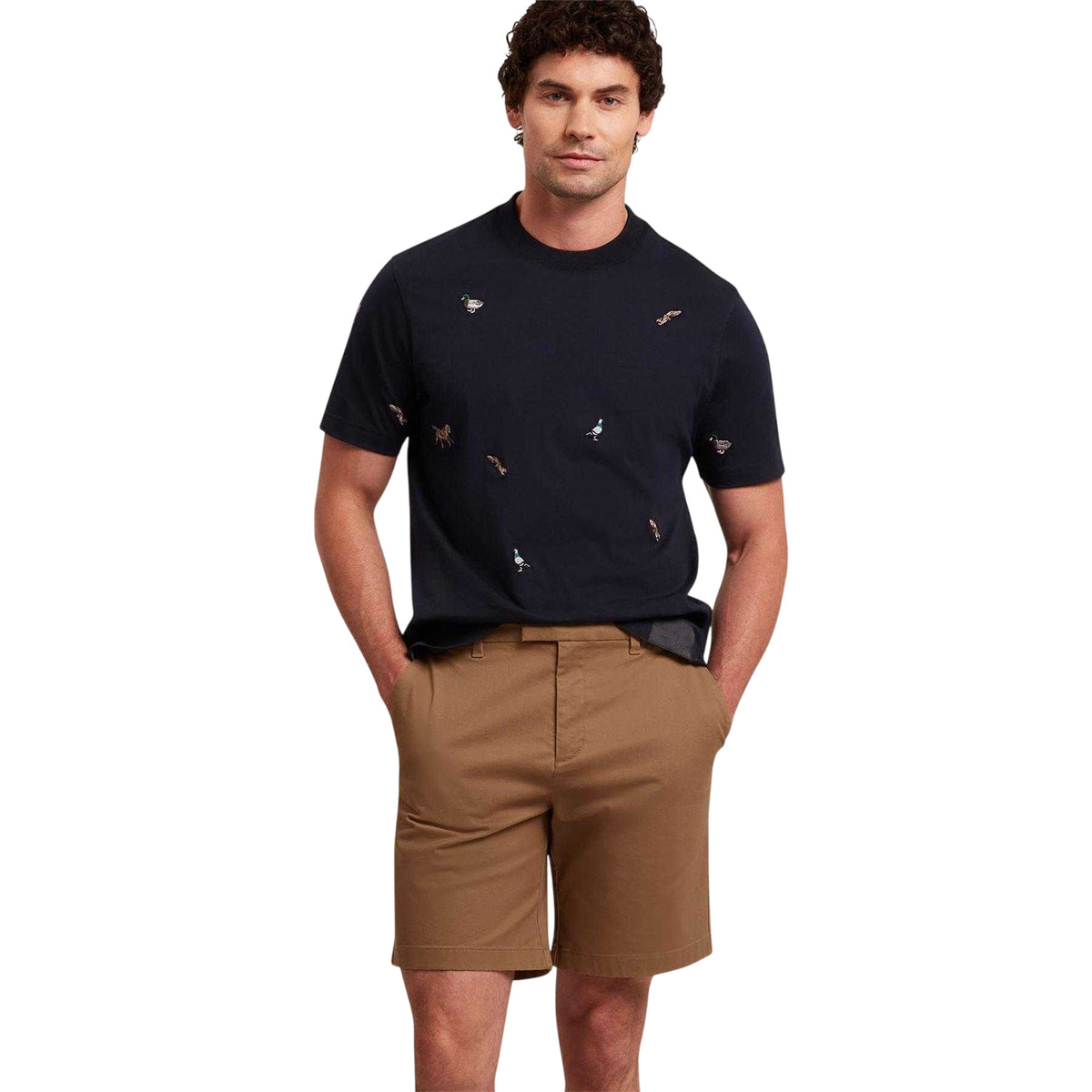 Tan - Side - Ted Baker Mens Tailored Chino Shorts