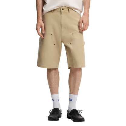 Beige - Side - Hugo Mens Cotton Canvas Chino Shorts