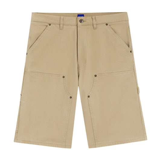 Beige - Front - Hugo Mens Cotton Canvas Chino Shorts