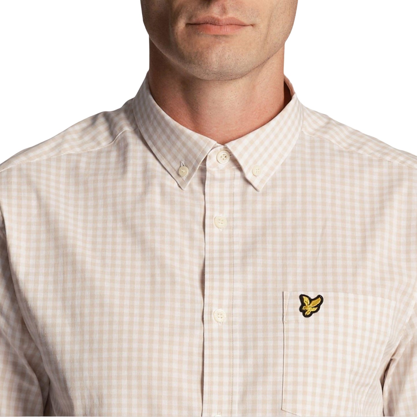 White - Side - Lyle & Scott Mens Gingham Slim Short-Sleeved Shirt