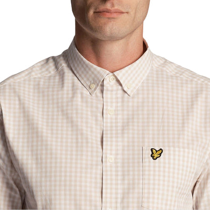 White - Side - Lyle & Scott Mens Gingham Slim Short-Sleeved Shirt