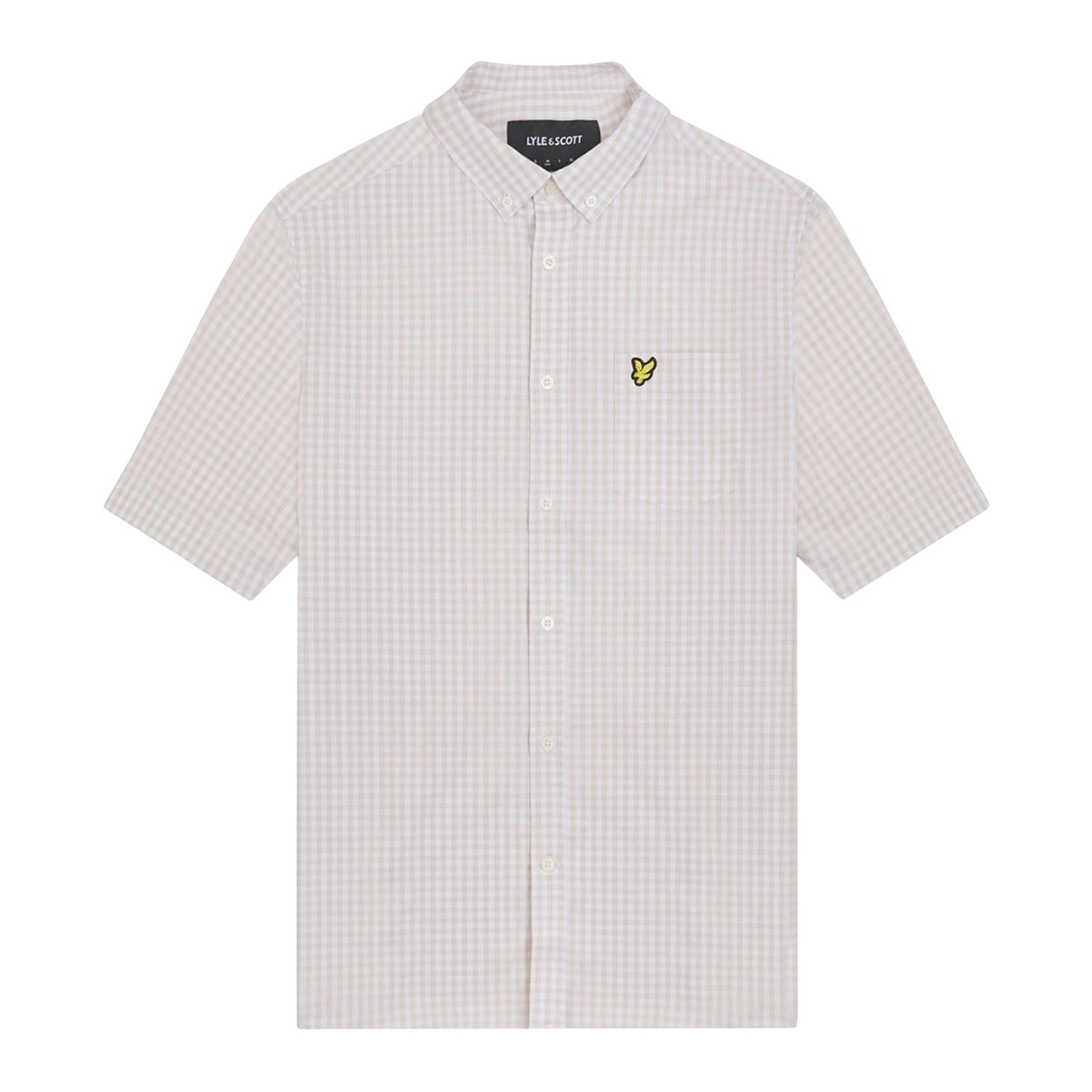 White - Front - Lyle & Scott Mens Gingham Slim Short-Sleeved Shirt