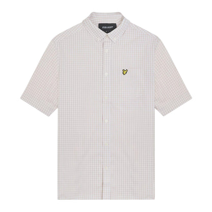 White - Front - Lyle & Scott Mens Gingham Slim Short-Sleeved Shirt
