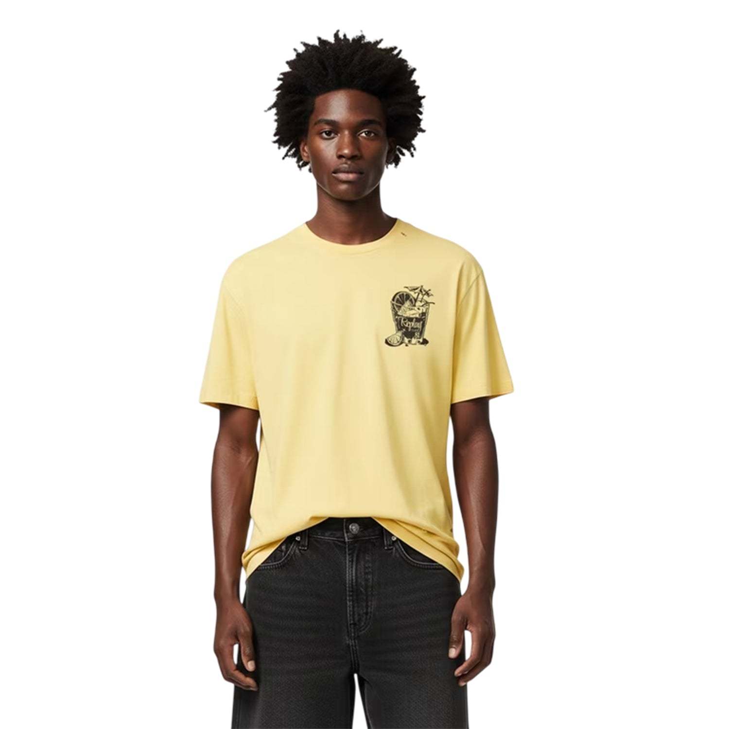 Yellow - Side - Replay Mens Graphic Print T-Shirt