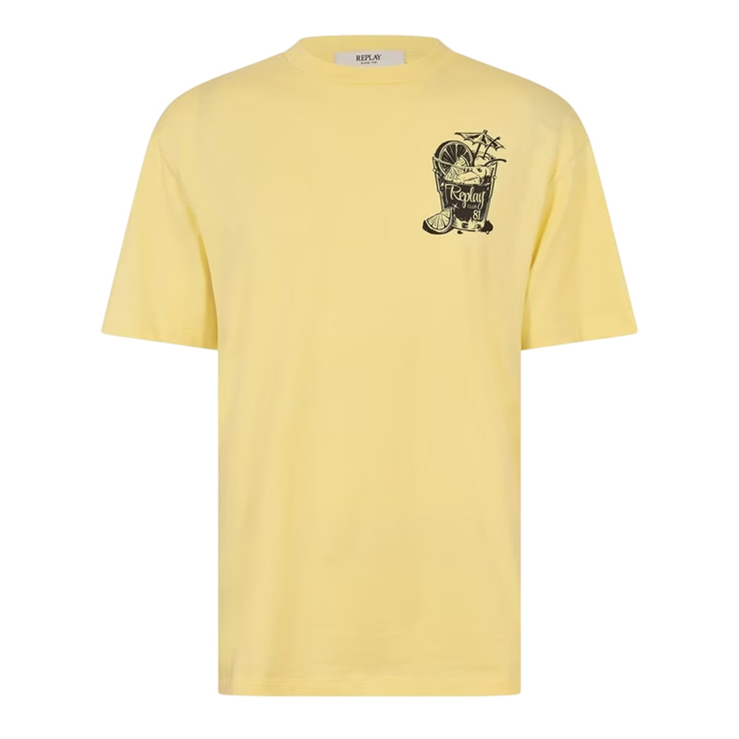 Yellow - Front - Replay Mens Graphic Print T-Shirt