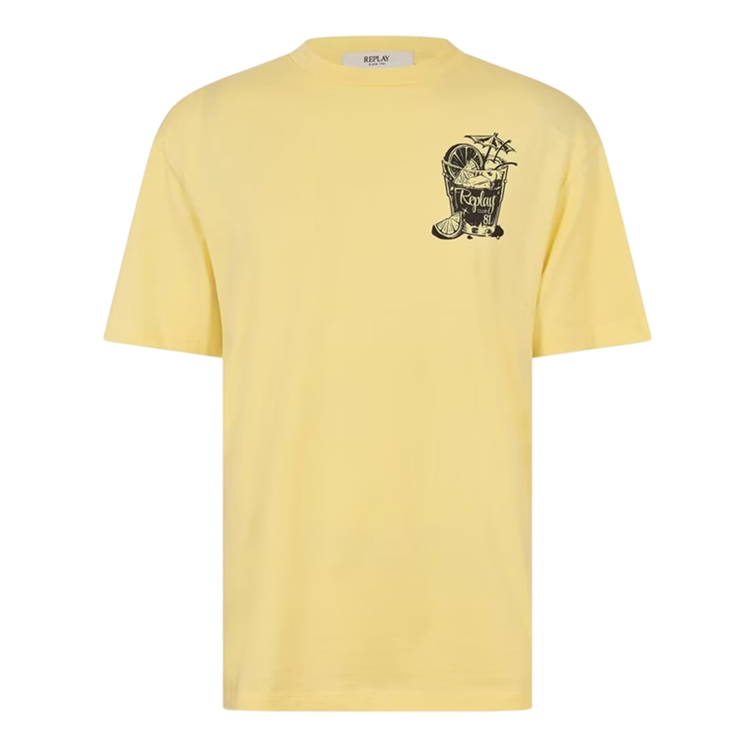 Yellow - Front - Replay Mens Graphic Print T-Shirt