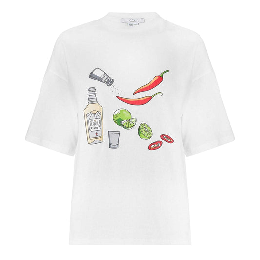 White - Front - Never Fully Dressed Womens-Ladies Graphic Print Oversized Short-Sleeved T-Shirt