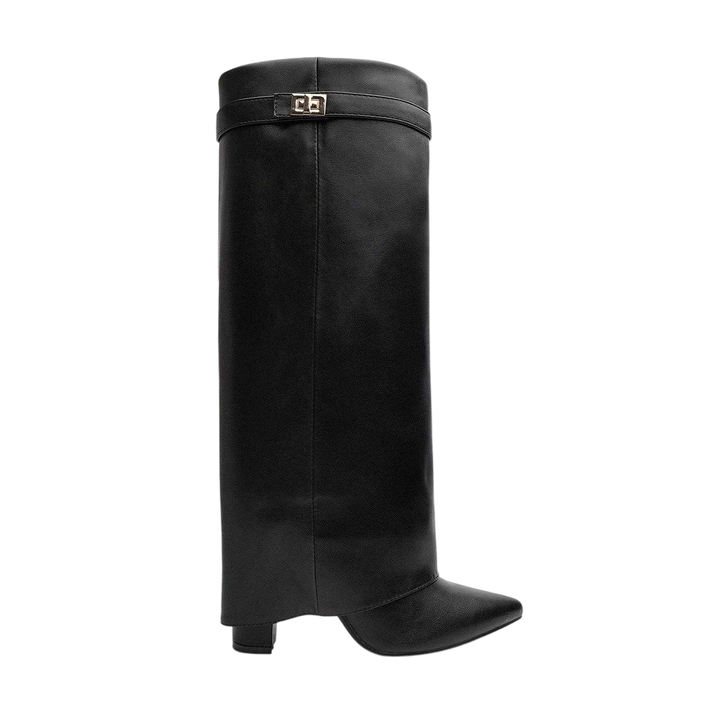 Black - Back - Where's That From Womens-Ladies Nareva Fold Over Knee-High Boots