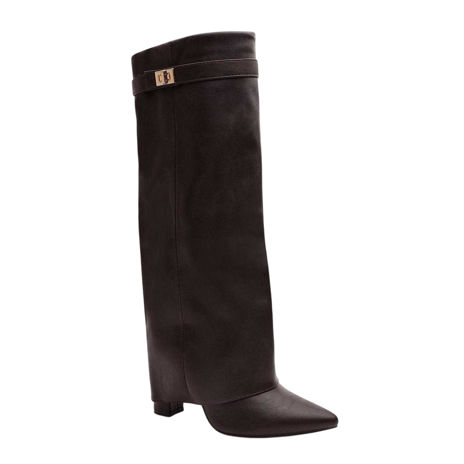 Brown - Front - Where's That From Womens-Ladies Nareva Fold Over Knee-High Boots