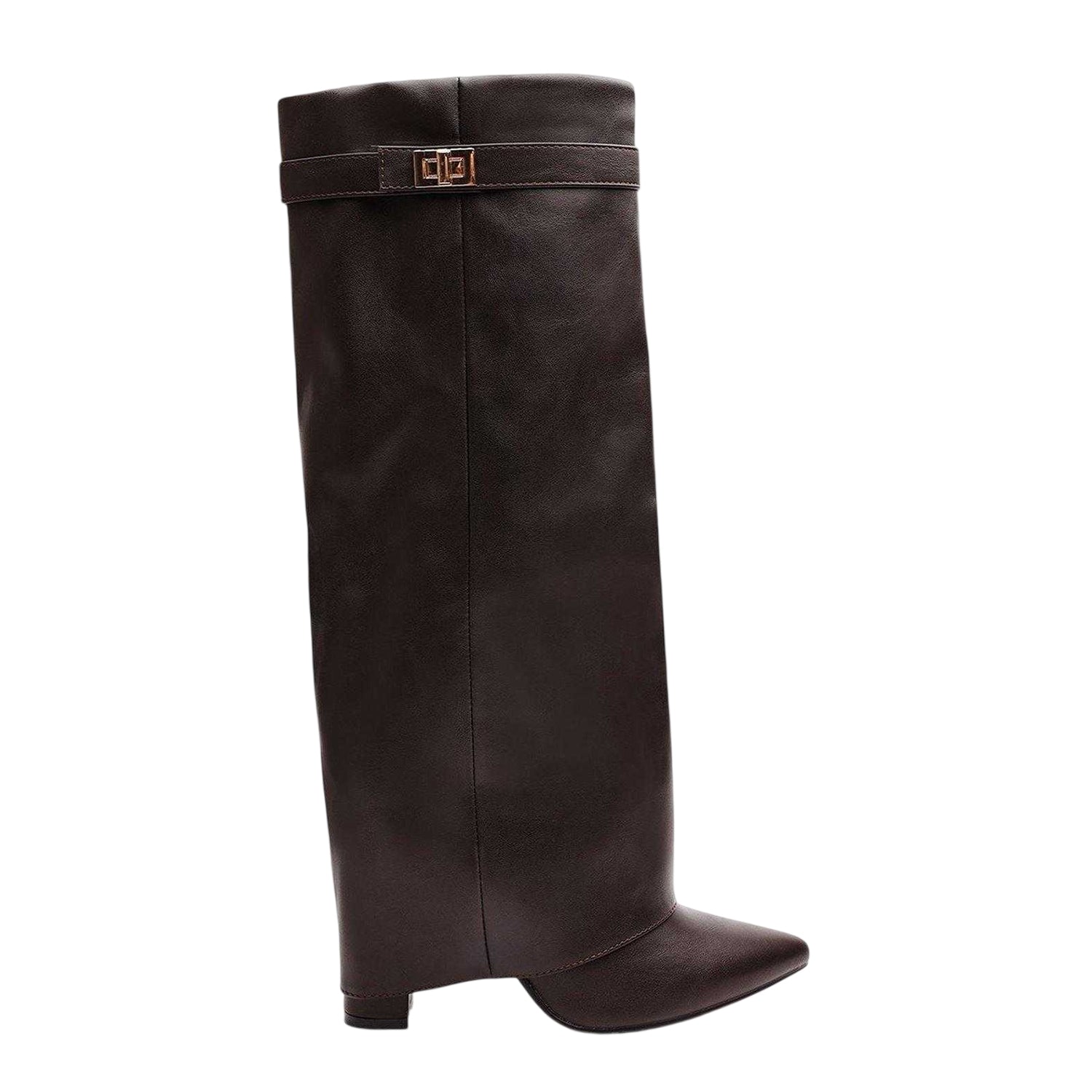 Brown - Back - Where's That From Womens-Ladies Nareva Fold Over Knee-High Boots