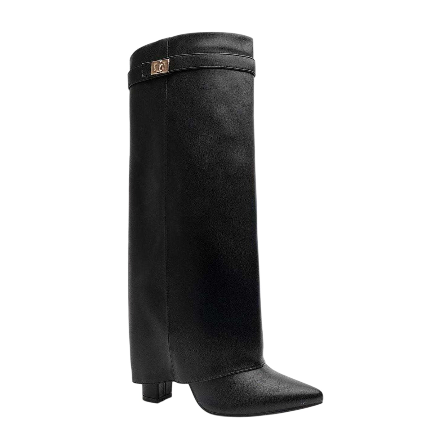 Black - Front - Where's That From Womens-Ladies Nareva Fold Over Knee-High Boots