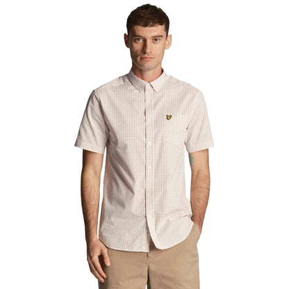 White - Lifestyle - Lyle & Scott Mens Gingham Slim Short-Sleeved Shirt