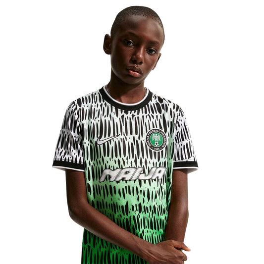Black-White - Front - Nike Childrens-Kids Pre Match 2026 Nigeria FC T-Shirt