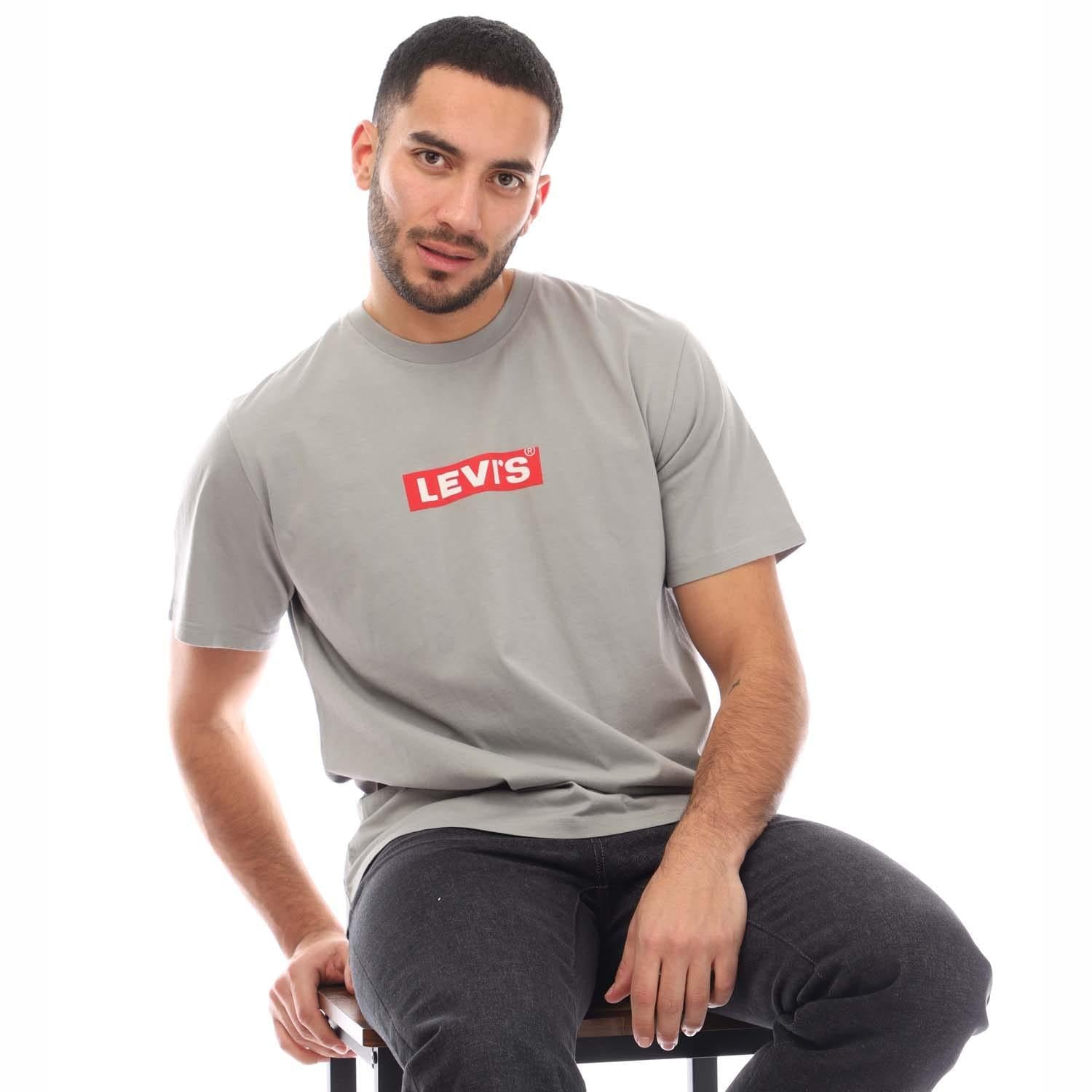 Grey - Lifestyle - Levis Mens Box Logo Relaxed Fit T-Shirt