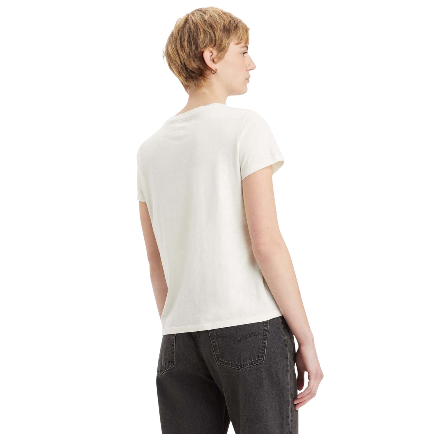 Cream - Back - Levis Womens-Ladies The Perfect Monogram T-Shirt