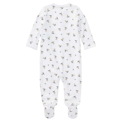White-Blue - Back - Ralph Lauren Baby Teddy Bear Sleepsuit