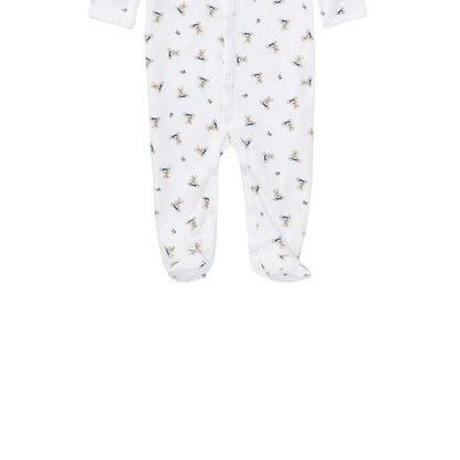 White-Blue - Side - Ralph Lauren Baby Teddy Bear Sleepsuit