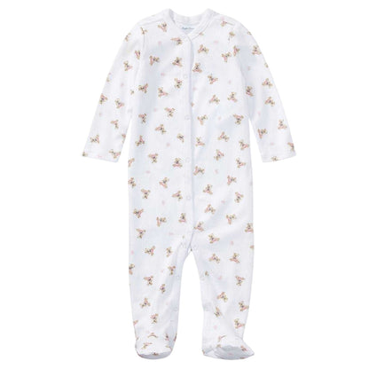 White-Pink - Front - Ralph Lauren Baby Teddy Bear Sleepsuit