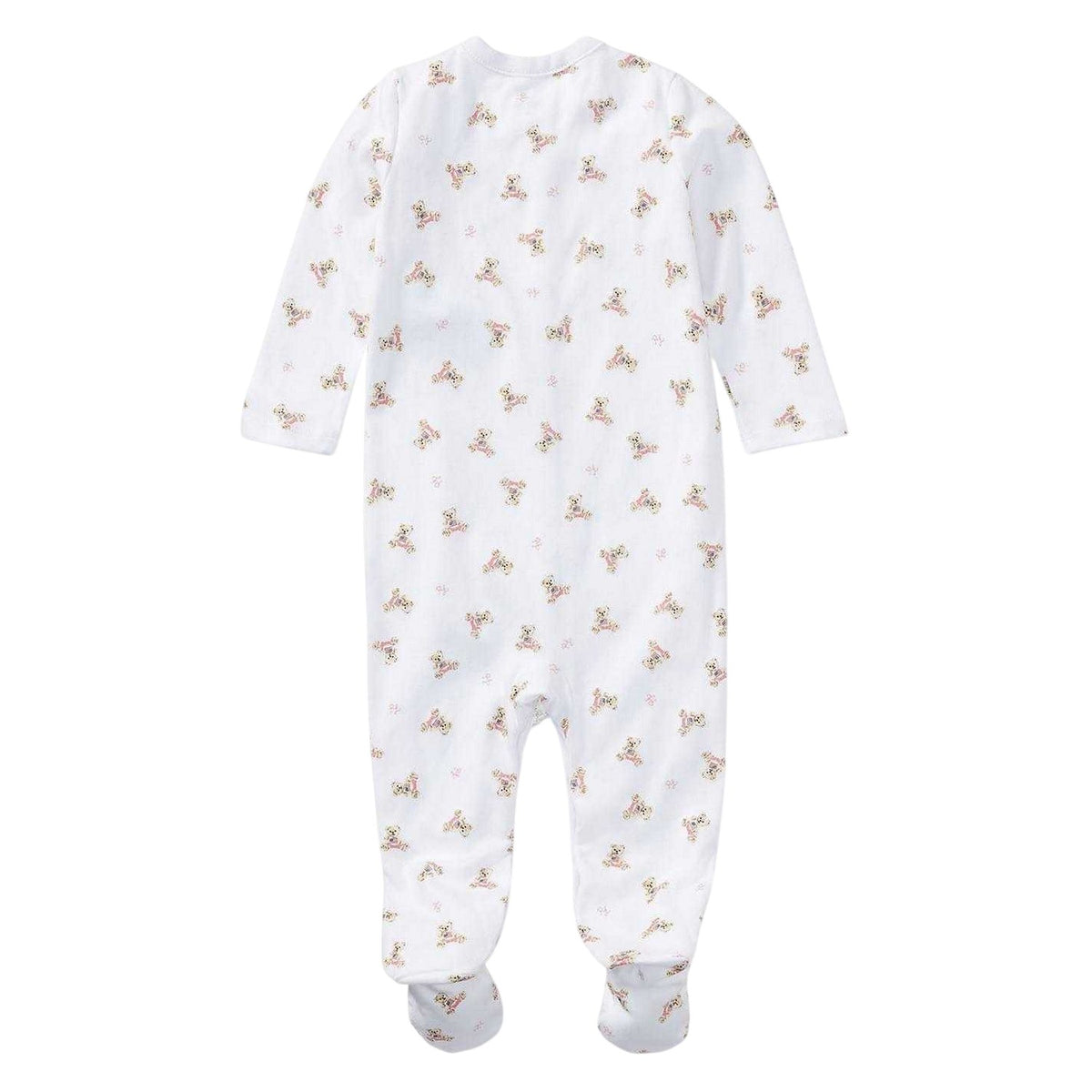 White-Pink - Back - Ralph Lauren Baby Teddy Bear Sleepsuit
