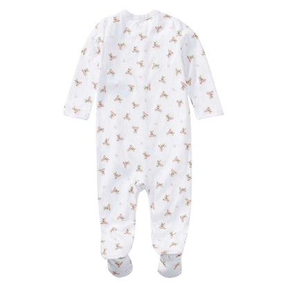 White-Pink - Back - Ralph Lauren Baby Teddy Bear Sleepsuit