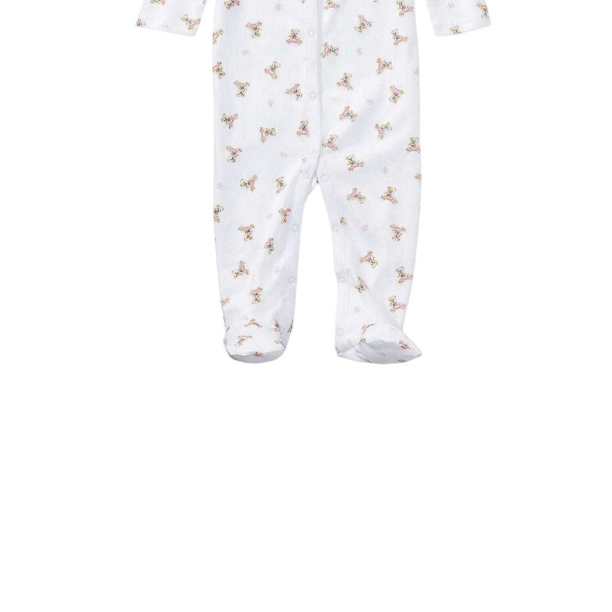 White-Pink - Side - Ralph Lauren Baby Teddy Bear Sleepsuit
