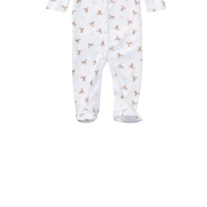 White-Pink - Side - Ralph Lauren Baby Teddy Bear Sleepsuit