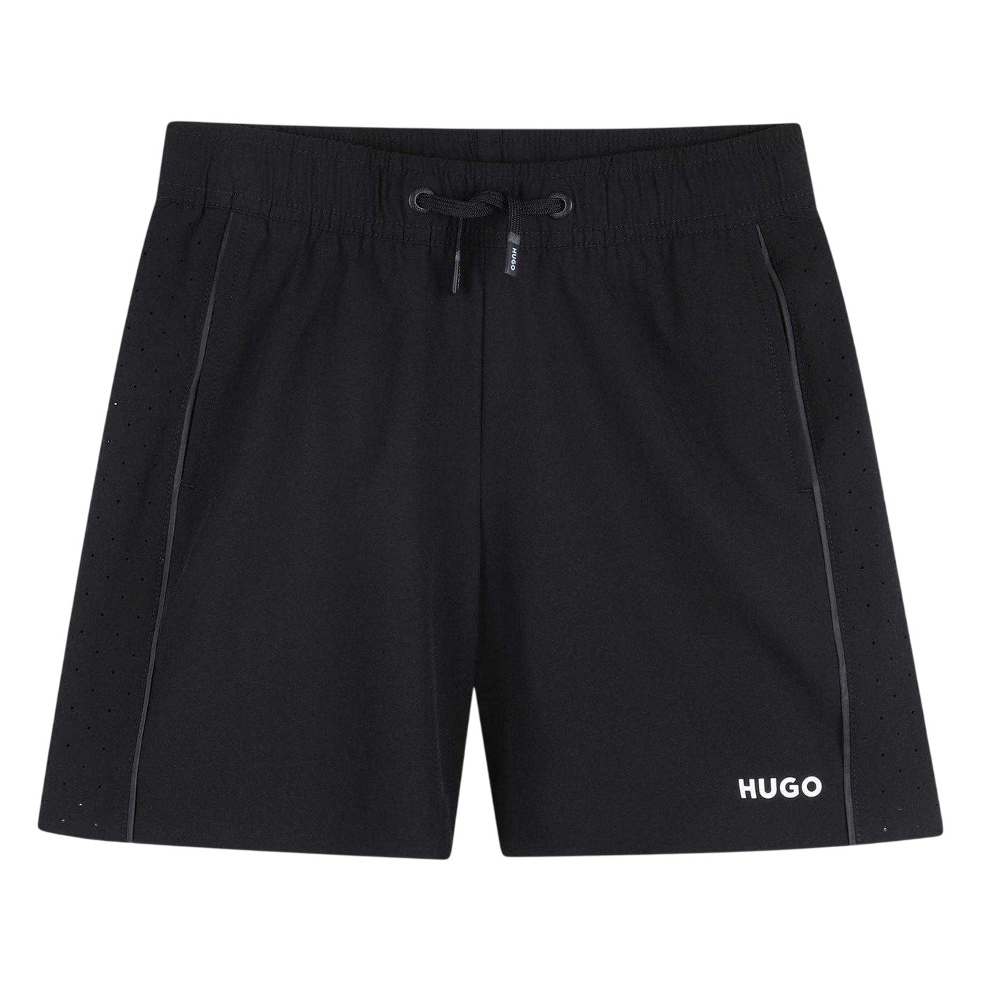 Black - Front - Hugo Childrens-Kids Nylon Shorts