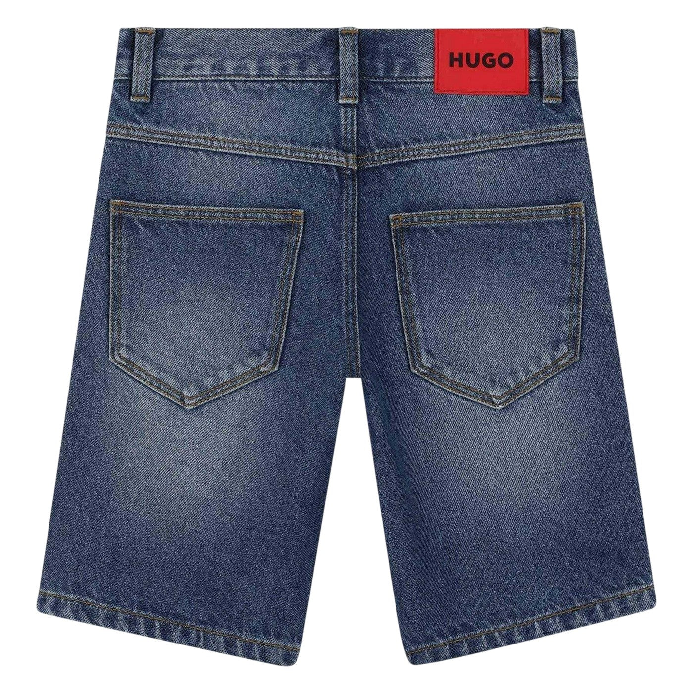 Blue - Back - Hugo Childrens-Kids 677 Denim Shorts