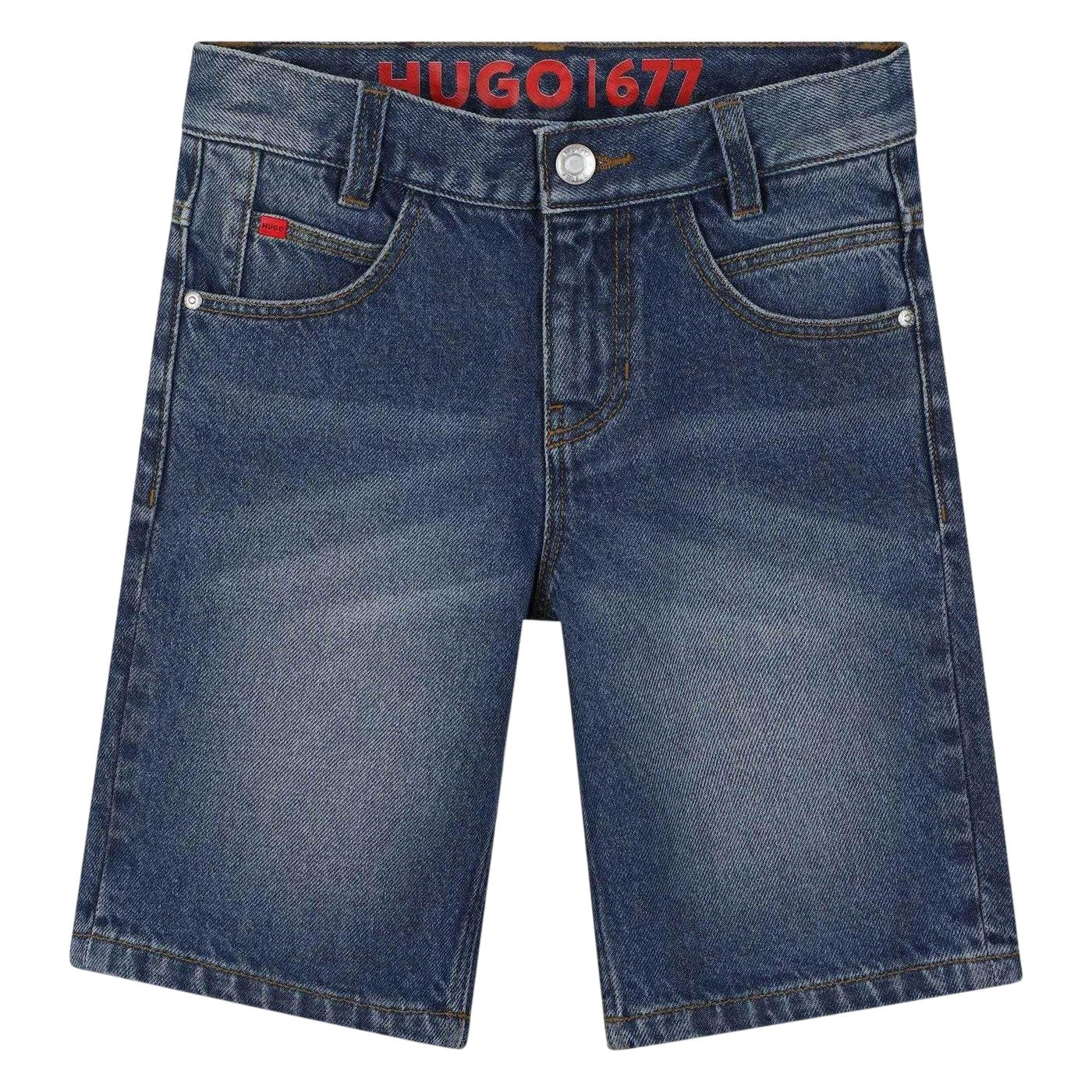 Blue - Front - Hugo Childrens-Kids 677 Denim Shorts