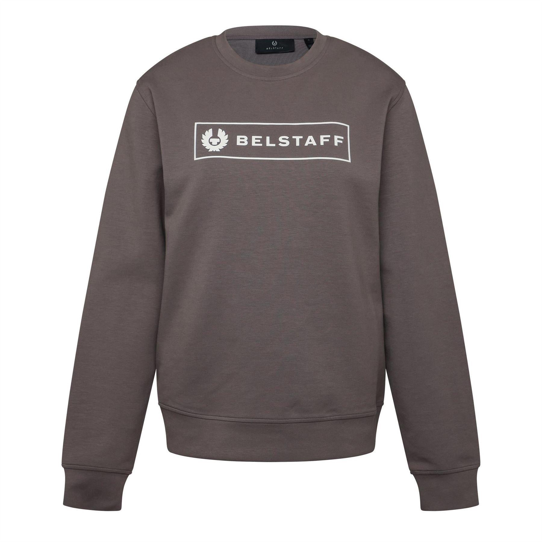 Charcoal Grey - Front - Belstaff Mens Box Logo Crew Neck Sweatshirt