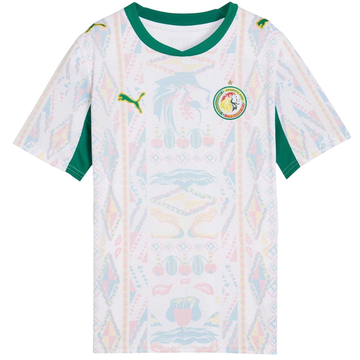 White-Green - Front - Puma Childrens-Kids World Cup 2026 Senegal Home Shirt