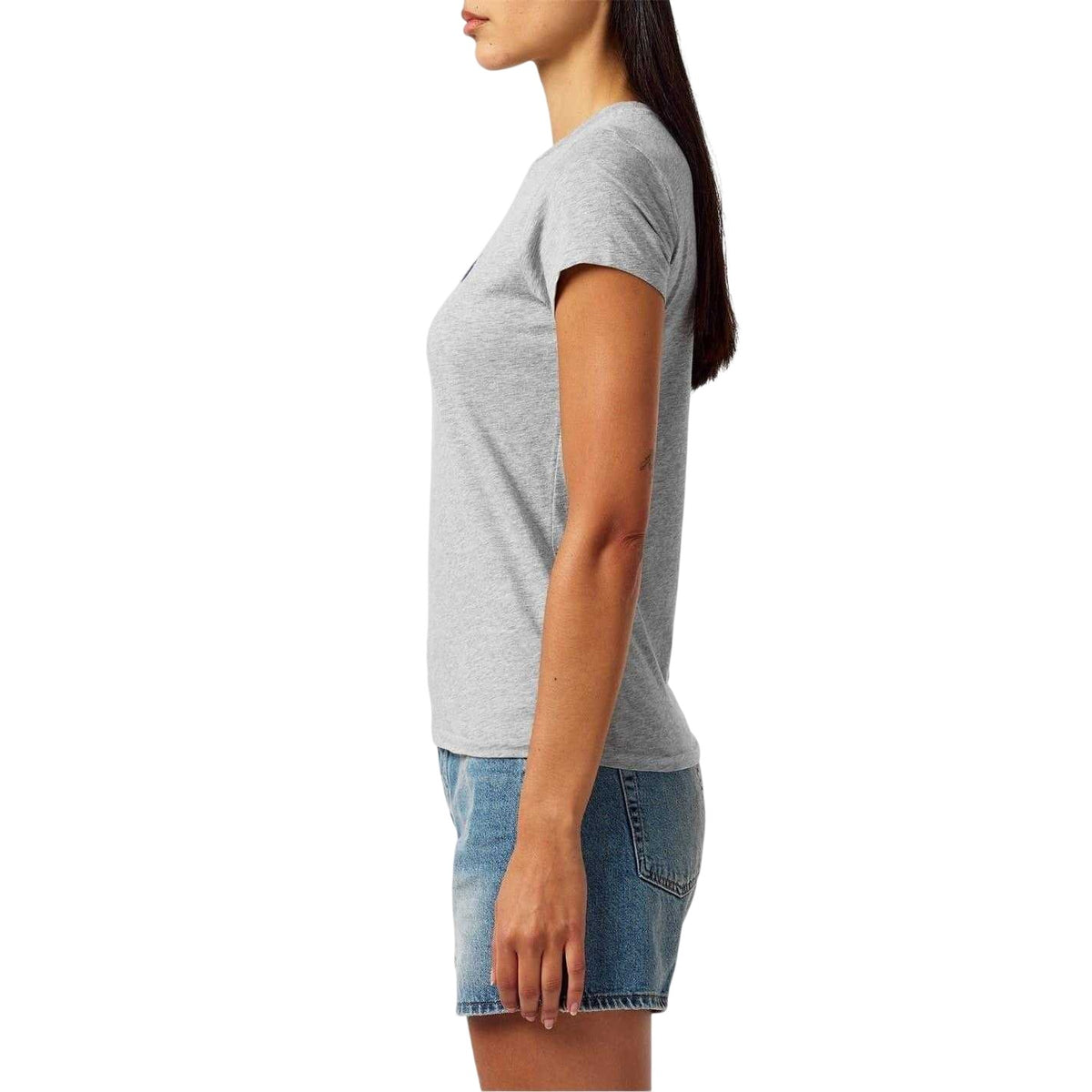 Heather Grey - Side - Ralph Lauren Womens-Ladies Jersey T-Shirt