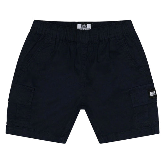 Navy - Front - Weekend Offender Boys High Desert Cargo Shorts