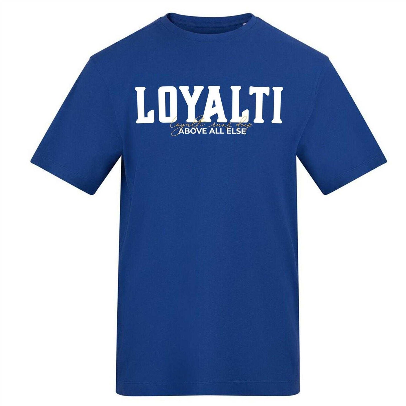 Blue - Front - Loyalti Unisex Adult Text Logo T-Shirt
