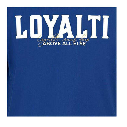 Blue - Side - Loyalti Unisex Adult Text Logo T-Shirt
