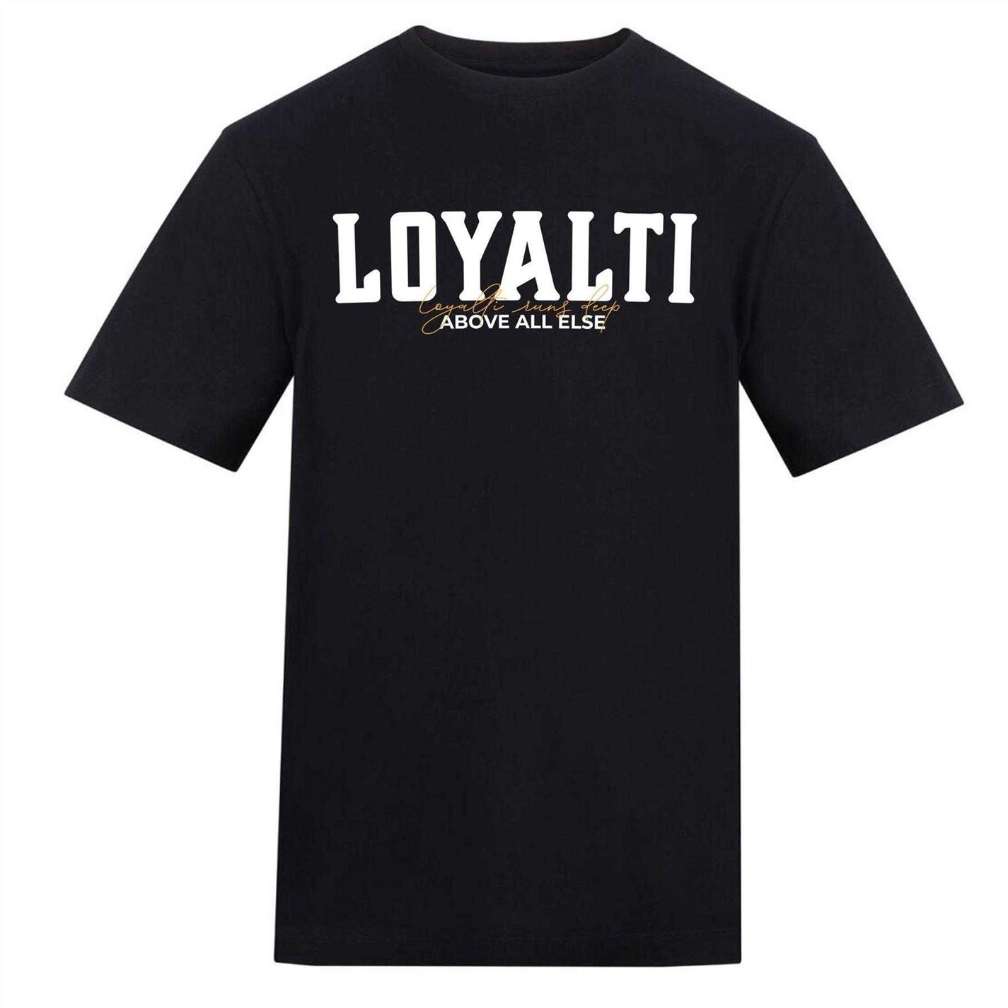 Black - Front - Loyalti Unisex Adult Text Logo T-Shirt