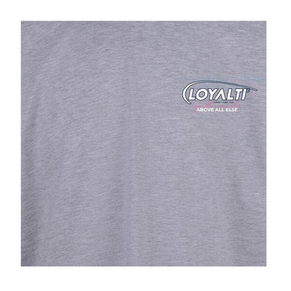 Grey - Side - Loyalti Unisex Adult Chest Logo T-Shirt