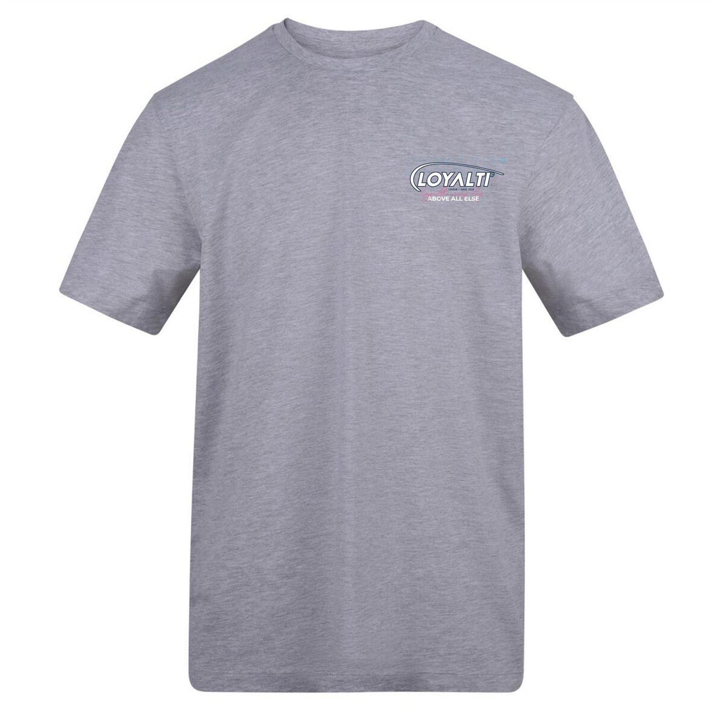 Grey - Front - Loyalti Unisex Adult Chest Logo T-Shirt