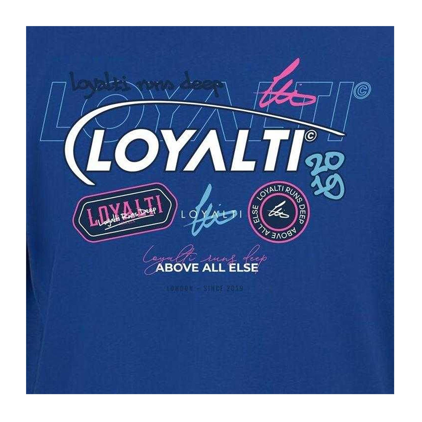 Blue - Side - Loyalti Unisex Adult Graphic Print Cotton T-Shirt
