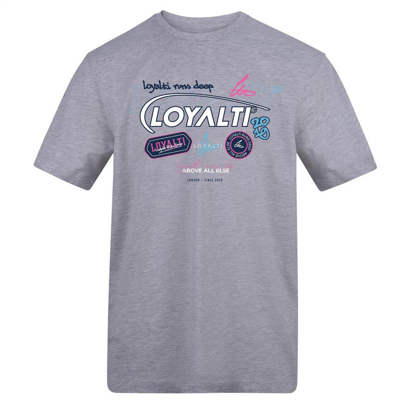 Grey - Front - Loyalti Unisex Adult Graphic Print Cotton T-Shirt