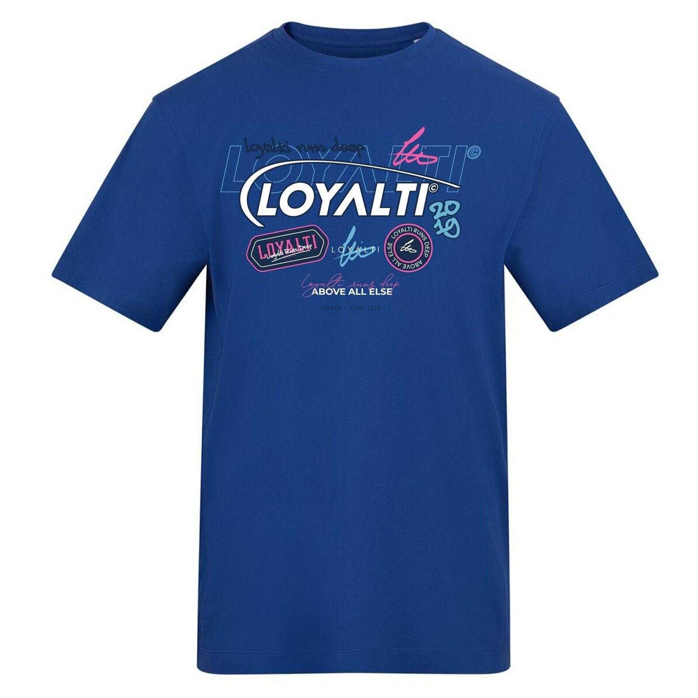 Blue - Front - Loyalti Unisex Adult Graphic Print Cotton T-Shirt