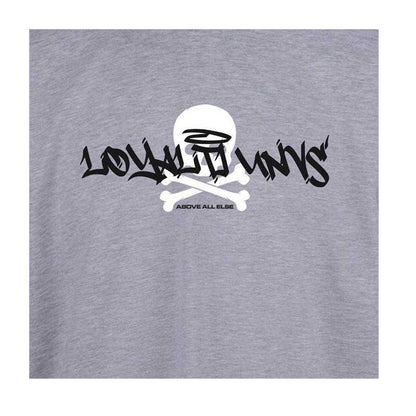 Grey - Side - Loyalti Unisex Adult Skull Logo T-Shirt