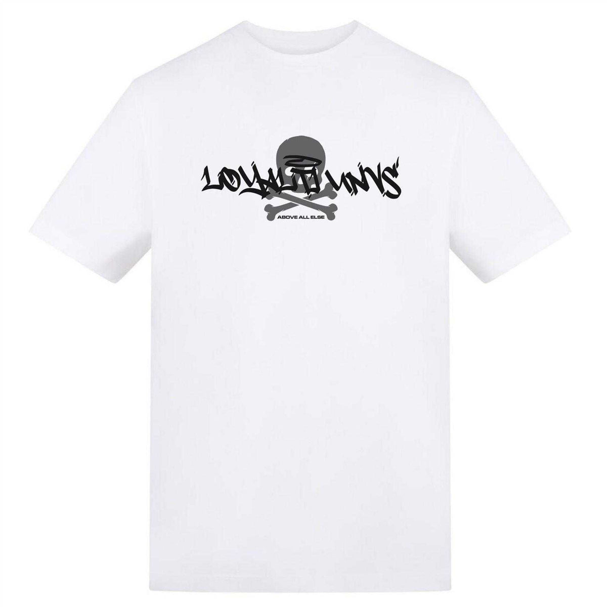 White - Front - Loyalti Unisex Adult Skull Logo T-Shirt