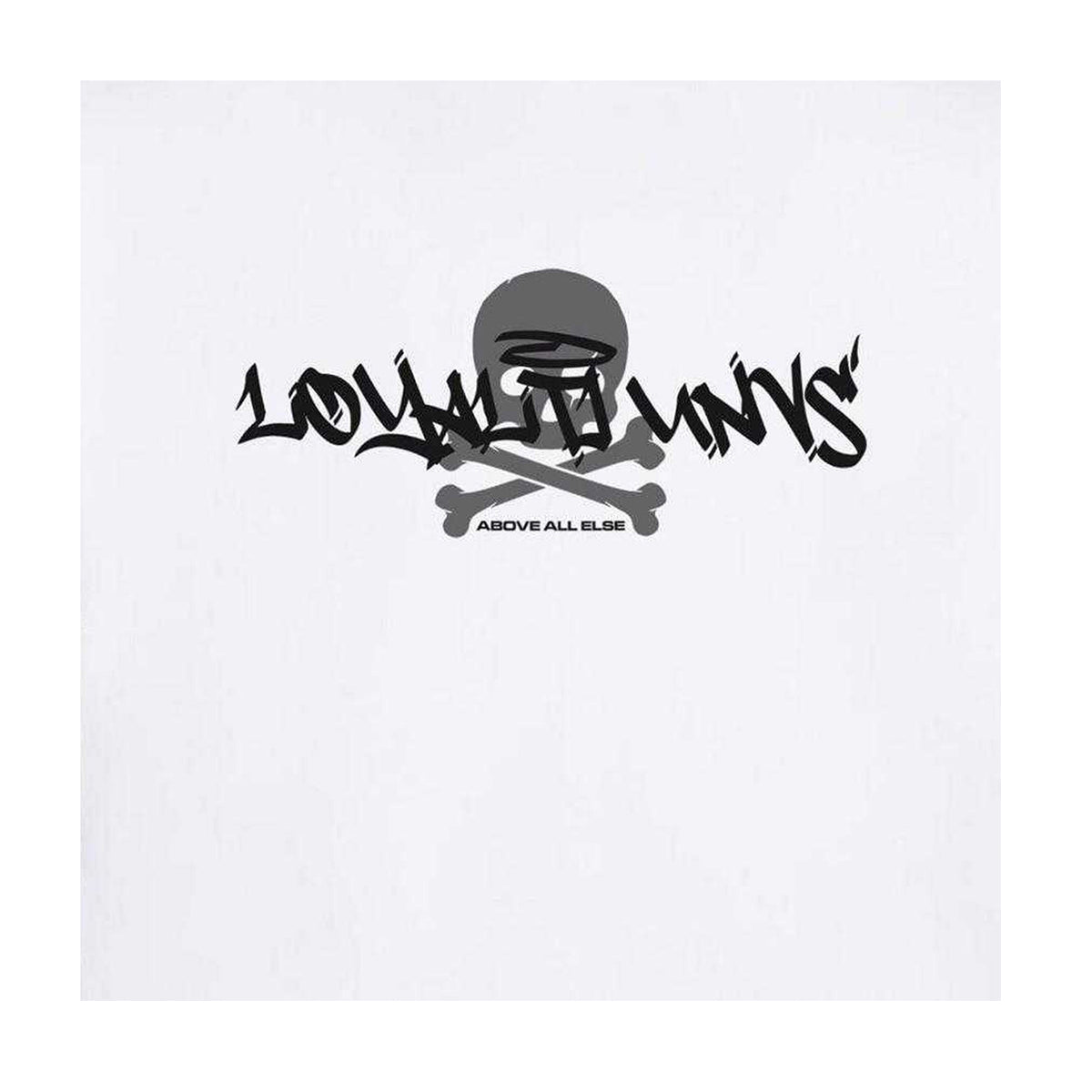 White - Side - Loyalti Unisex Adult Skull Logo T-Shirt