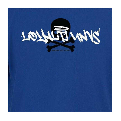 Blue - Side - Loyalti Unisex Adult Skull Logo T-Shirt