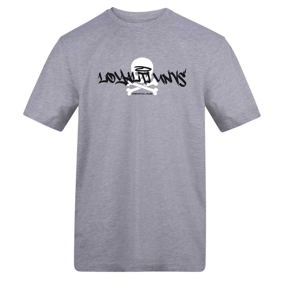 Grey - Front - Loyalti Unisex Adult Skull Logo T-Shirt