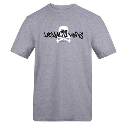 Grey - Front - Loyalti Unisex Adult Skull Logo T-Shirt