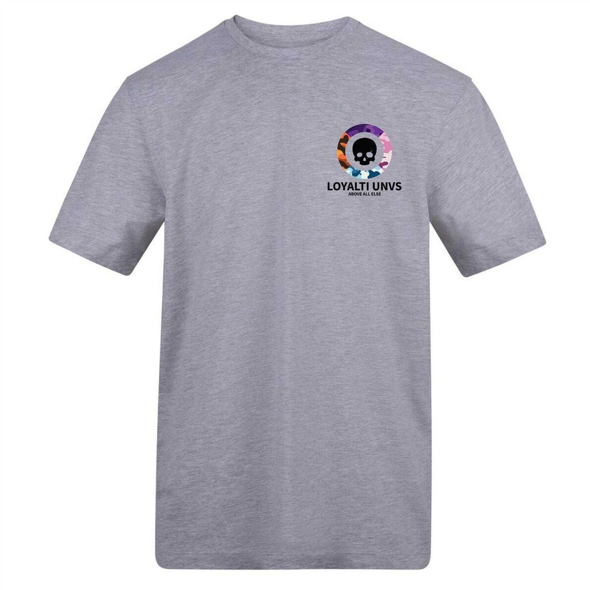Grey - Front - Loyalti Unisex Adult Graphic Skull T-Shirt