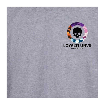Grey - Side - Loyalti Unisex Adult Graphic Skull T-Shirt