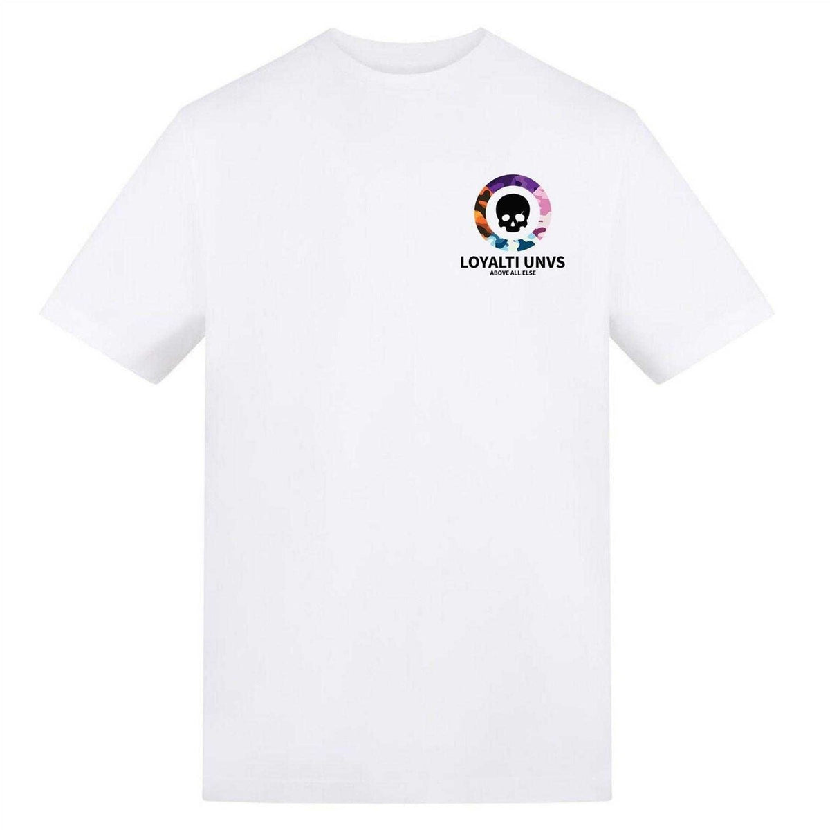 White - Front - Loyalti Unisex Adult Graphic Skull T-Shirt